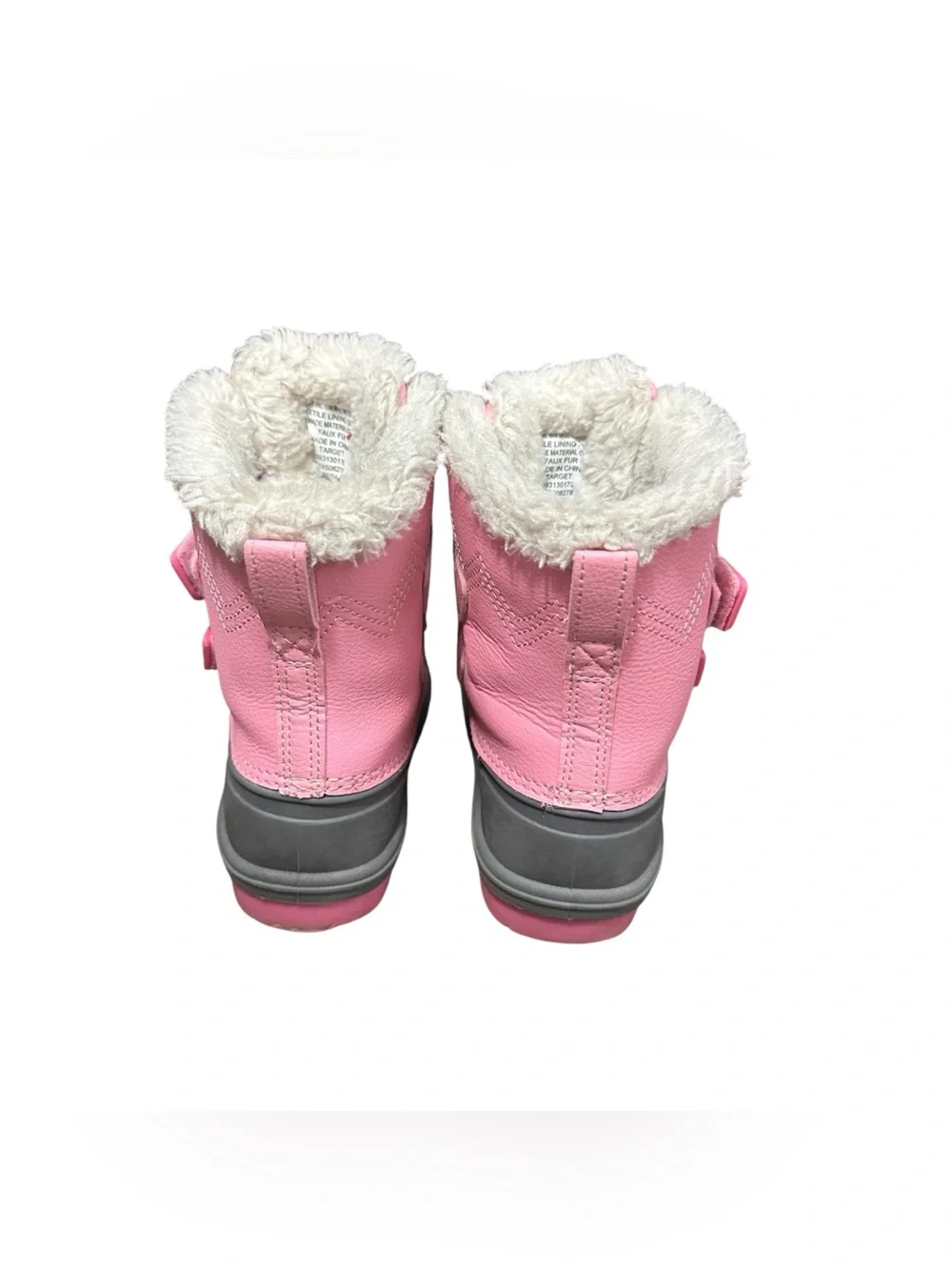 Cat & Jack Girls Pink Gray Faux Fur Winter Snow Boots Size 8 Toddler
